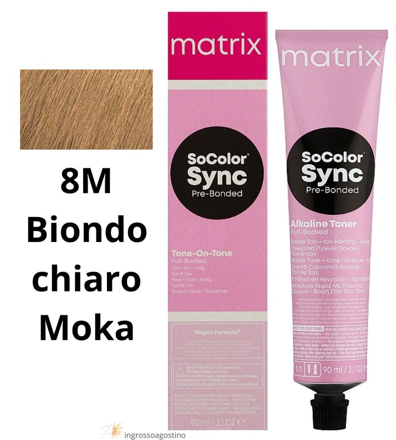 Tintura SoColor Sync Pre-Bonded Matrix 90ml 8M Biondo Chiaro Moka