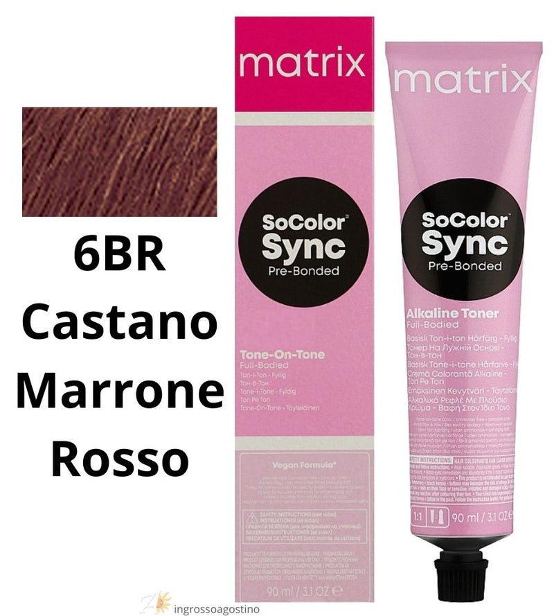 Tintura SoColor Sync Pre-Bonded Matrix 90ml 6BR Castano Marrone Rosso