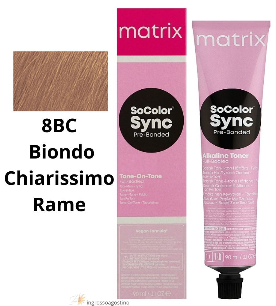 Tintura SoColor Sync Pre-Bonded Matrix 90ml 8BC Biondo Chiarissimo Rame