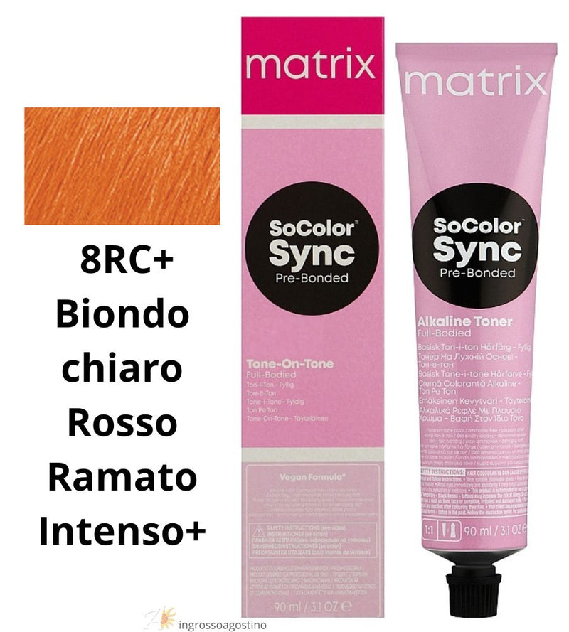 Tintura SoColor Sync Pre-Bonded Matrix 90ml 8RC+ Biondo chiaro Rosso Ramato Intenso+