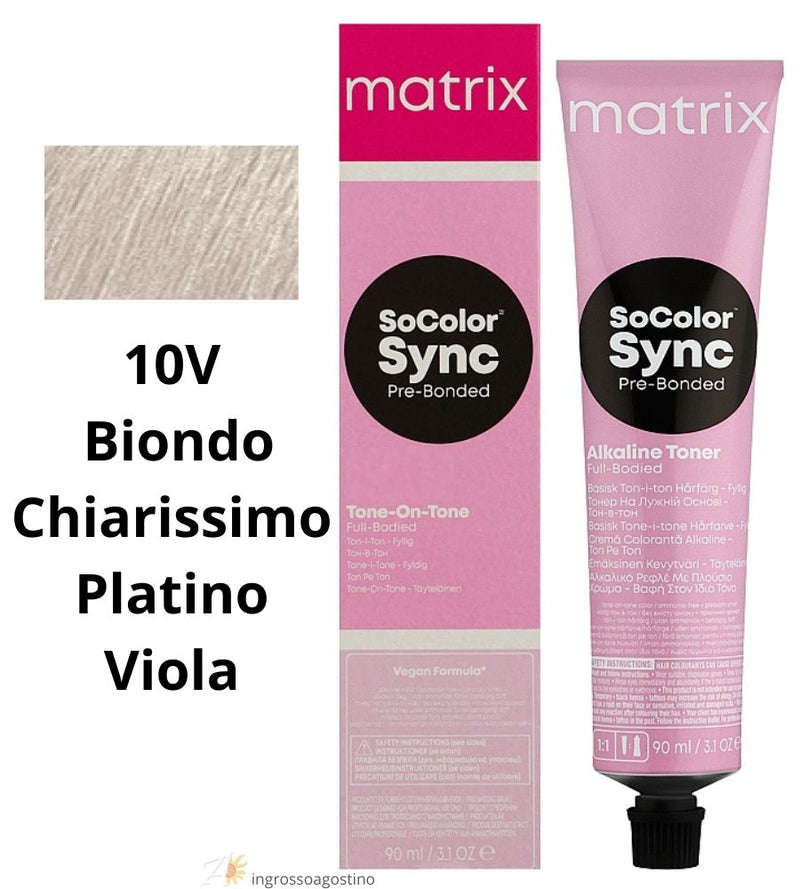 Tintura SoColor Sync Pre-Bonded Matrix 90ml 10V Biondo Chiarissimo Platino Viola