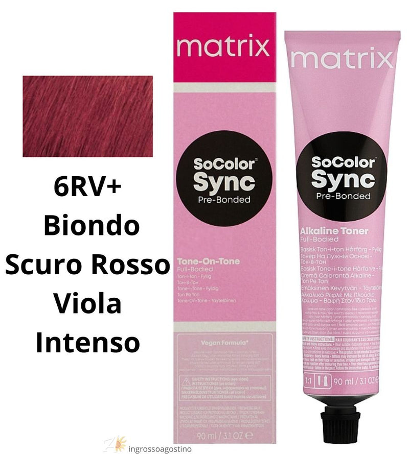Tintura SoColor Sync Pre-Bonded Matrix 90ml 6RV+ Biondo Scuro Rosso Viola Intenso