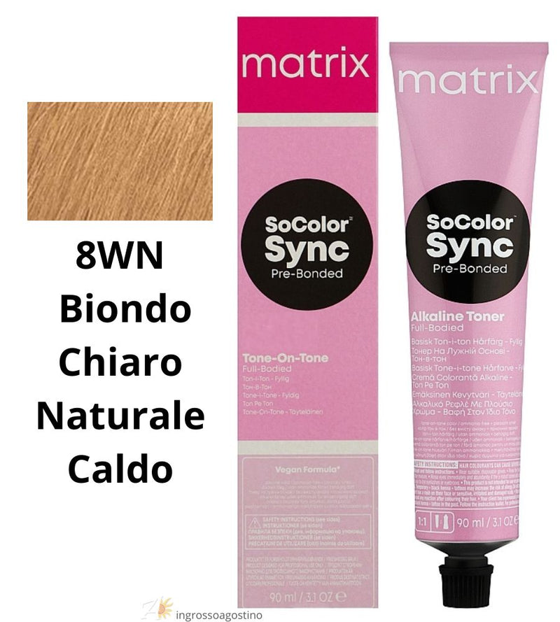 Tintura SoColor Sync Pre-Bonded Matrix 90ml 8WN Biondo Chiaro Naturale Caldo