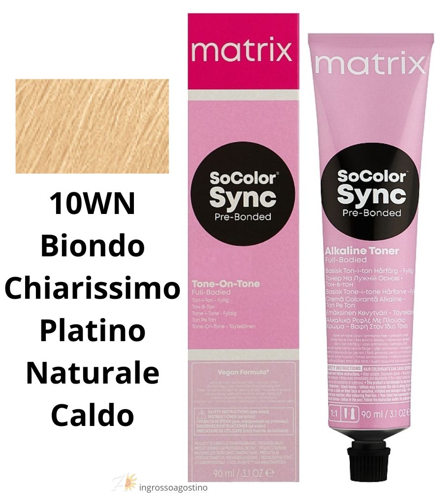 Tintura SoColor Sync Pre-Bonded Matrix 90ml 10WN Biondo Chiarissimo Platino Naturale Caldo