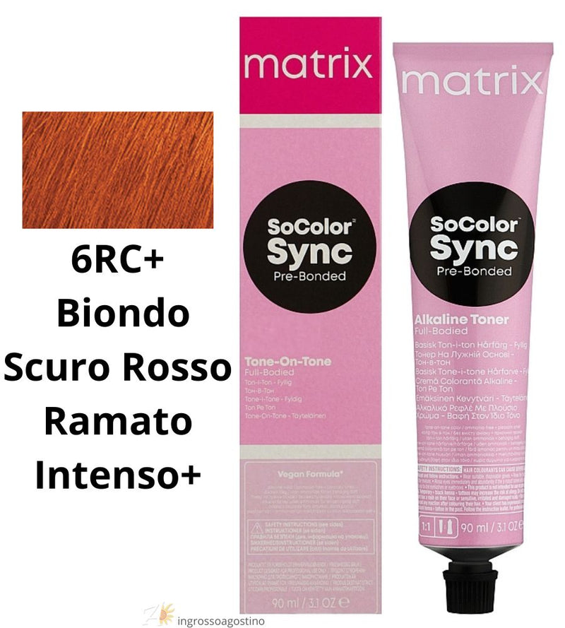 Tintura SoColor Sync Pre-Bonded Matrix 90ml 6RC+ Biondo Scuro Rosso Ramato Intenso+