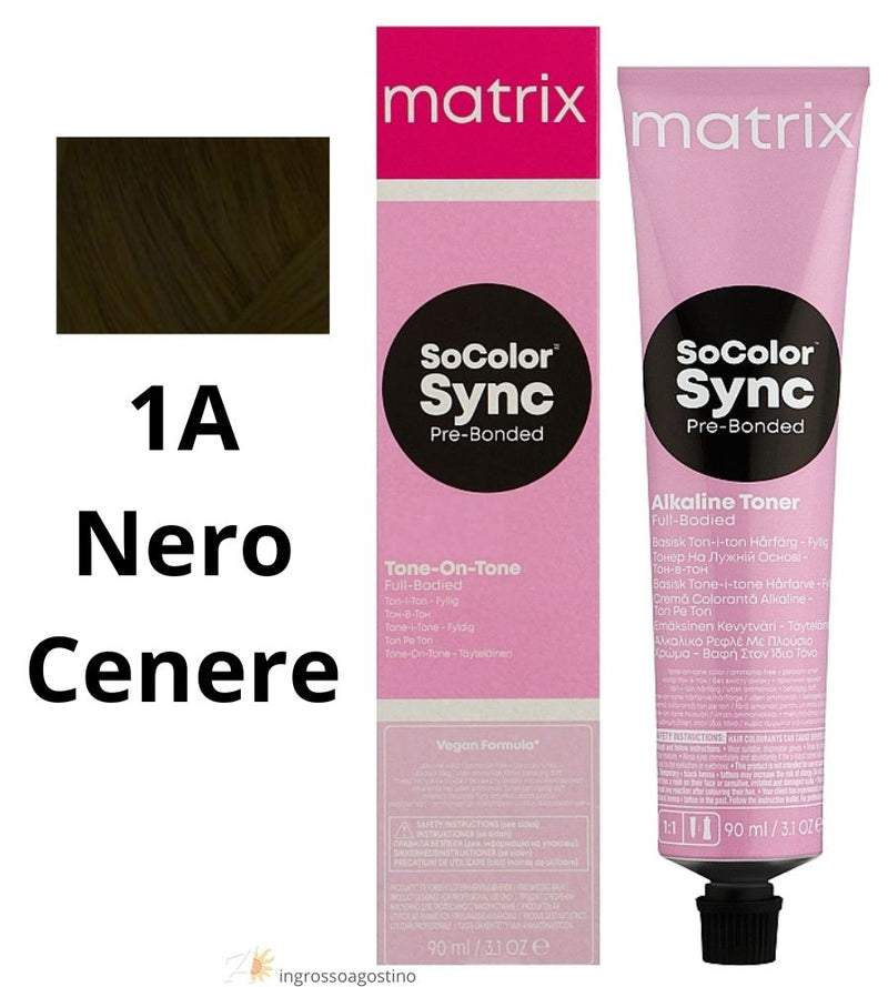 Tintura SoColor Sync Pre-Bonded Matrix 90ml 1A Nero Cenere