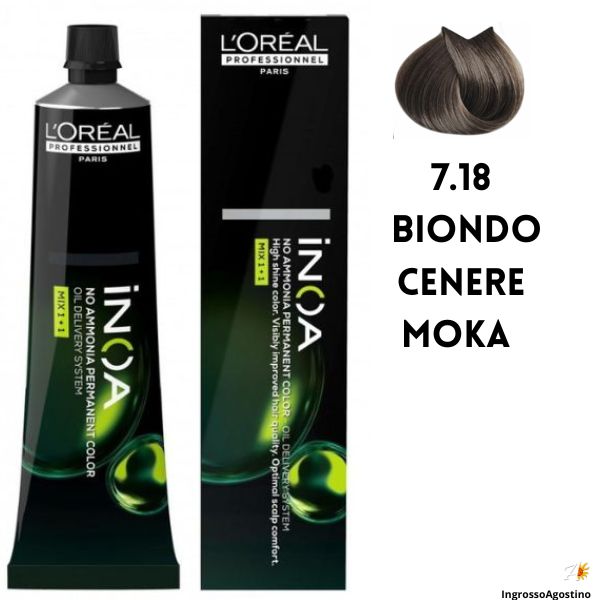 Inoa Tintura 60ml L'Oreal 7.18 Biondo Cenere Moka