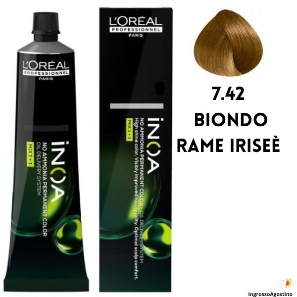 Inoa Tintura 60ml L'Oreal 7.42 Biondo Rame Iriseè