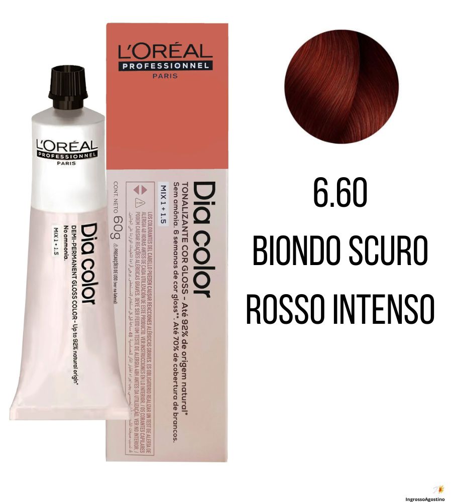 Tintura Diacolor L'Oreal 60ml 6.60 Biondo scuro rosso intenso