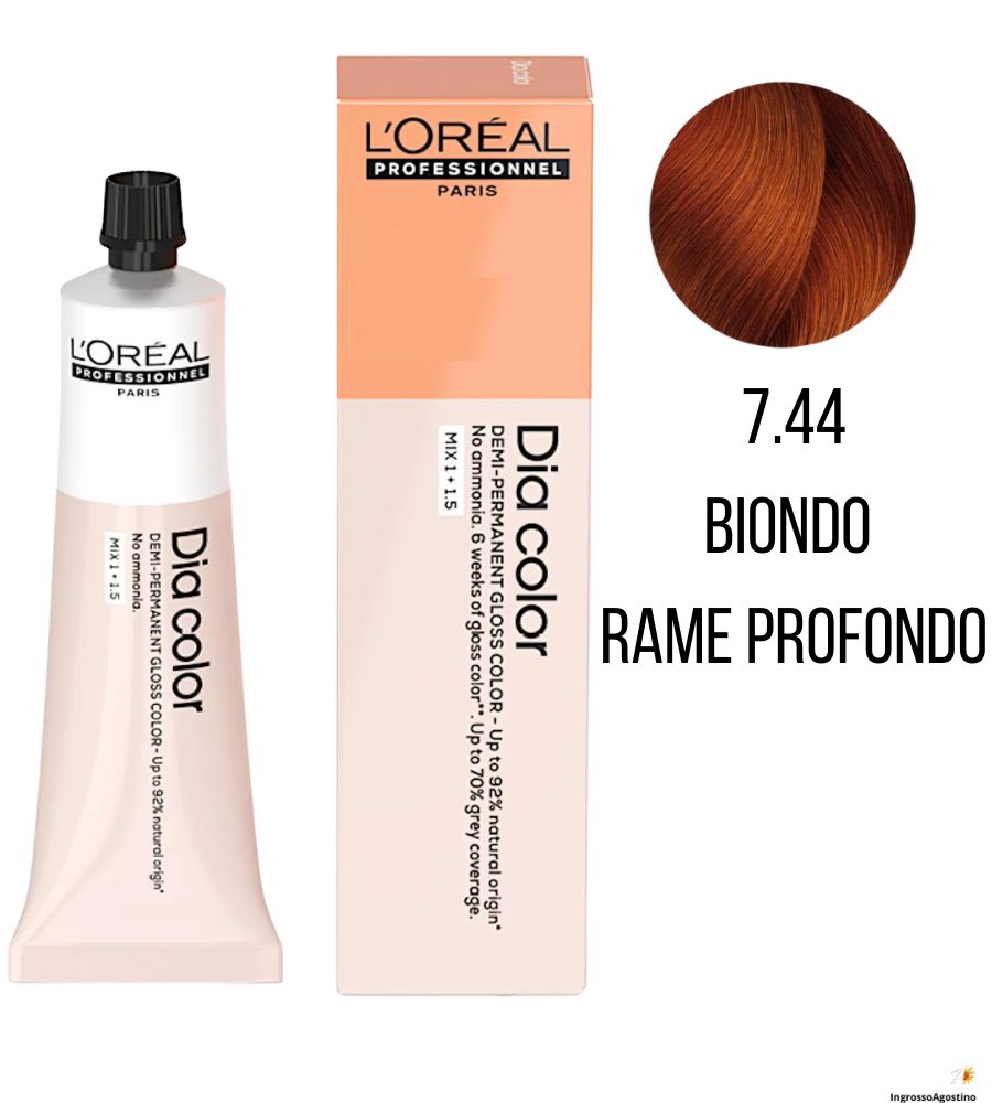 Tintura Diacolor L'Oreal 60ml 7.44 Biondo  rame profondo