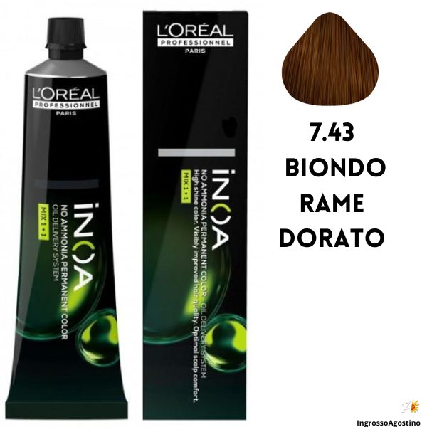 Tintura Inoa 60ml L'Oreal 7.43 Biondo Rame Dorato