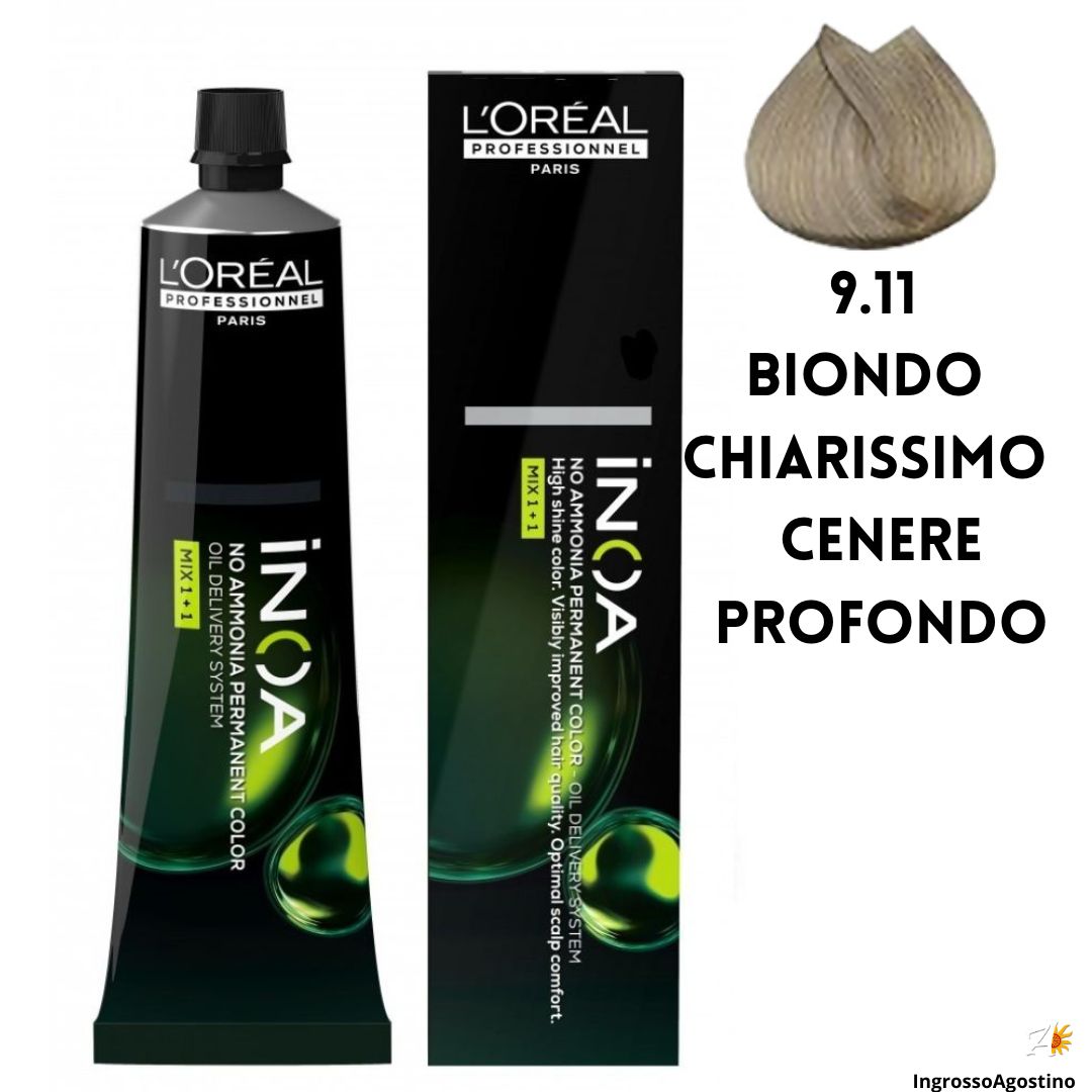 Tintura Inoa 60ml L'Oreal 9.11 Biondo Chiarissimo Cenere Profondo