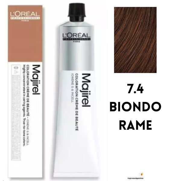 Tintura Majirel L'Oreal 50ml 7.4 Castano Chiaro Rame