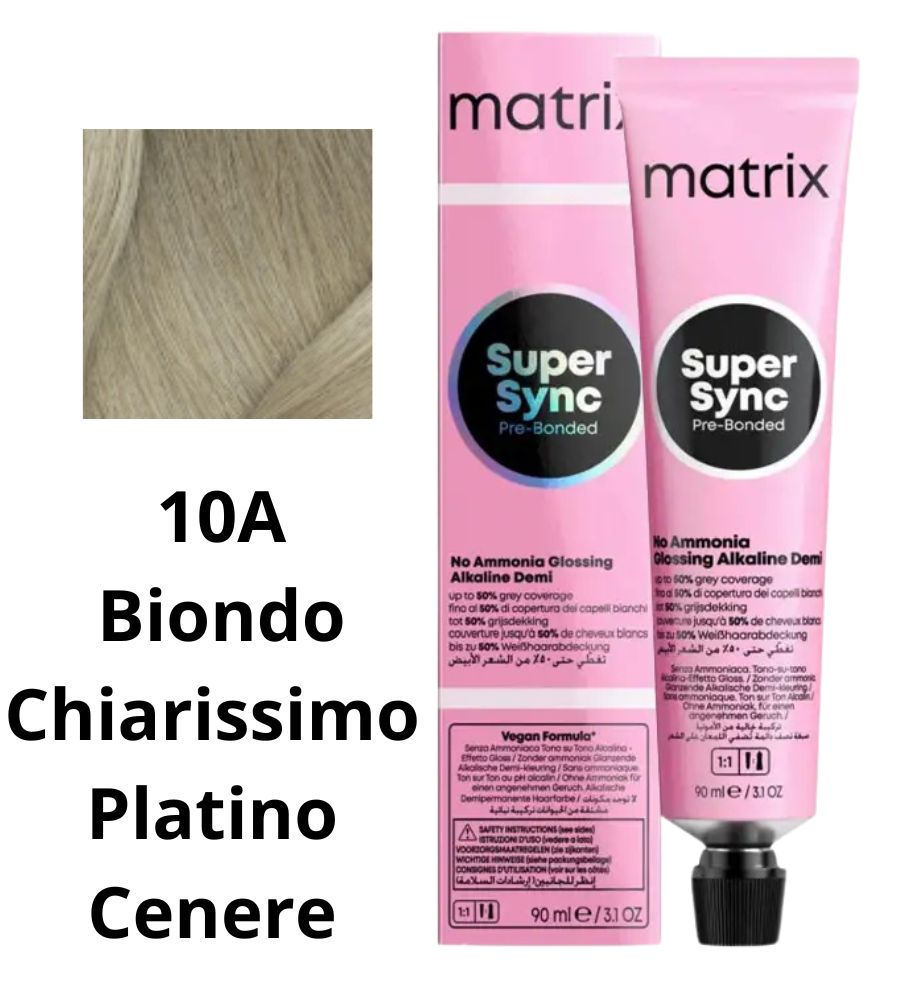 Tintura Super Sync Pre-Bonded Matrix 90ml 10A Biondo Chiarissimo Platino Cenere