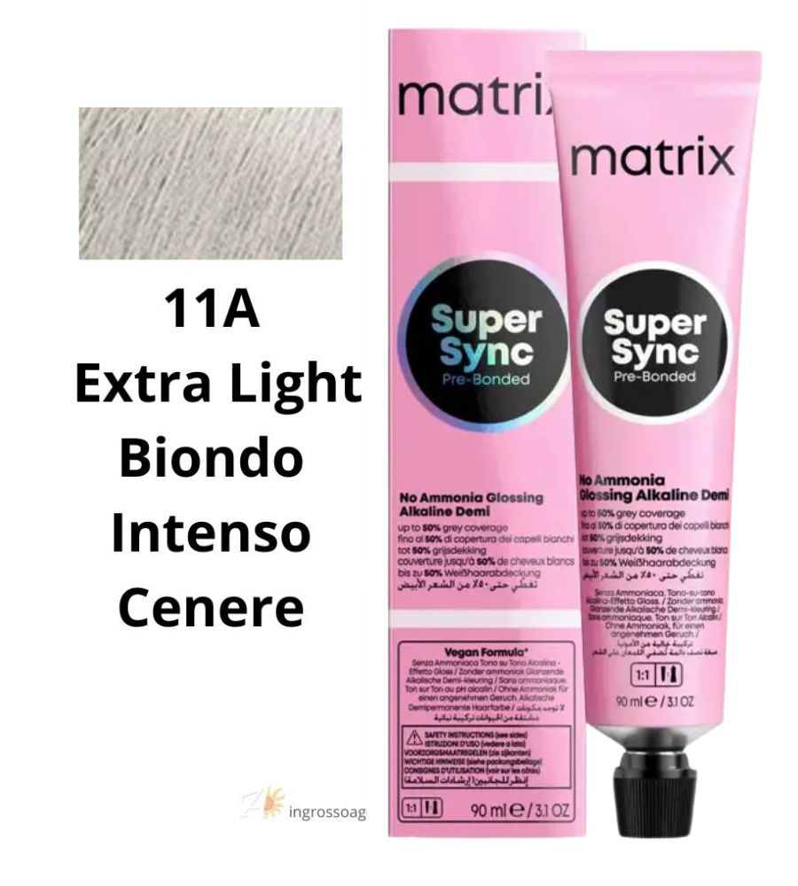 Tintura Super Sync Pre-Bonded Matrix 90ml 11A Extra Light Biondo Intenso Cenere