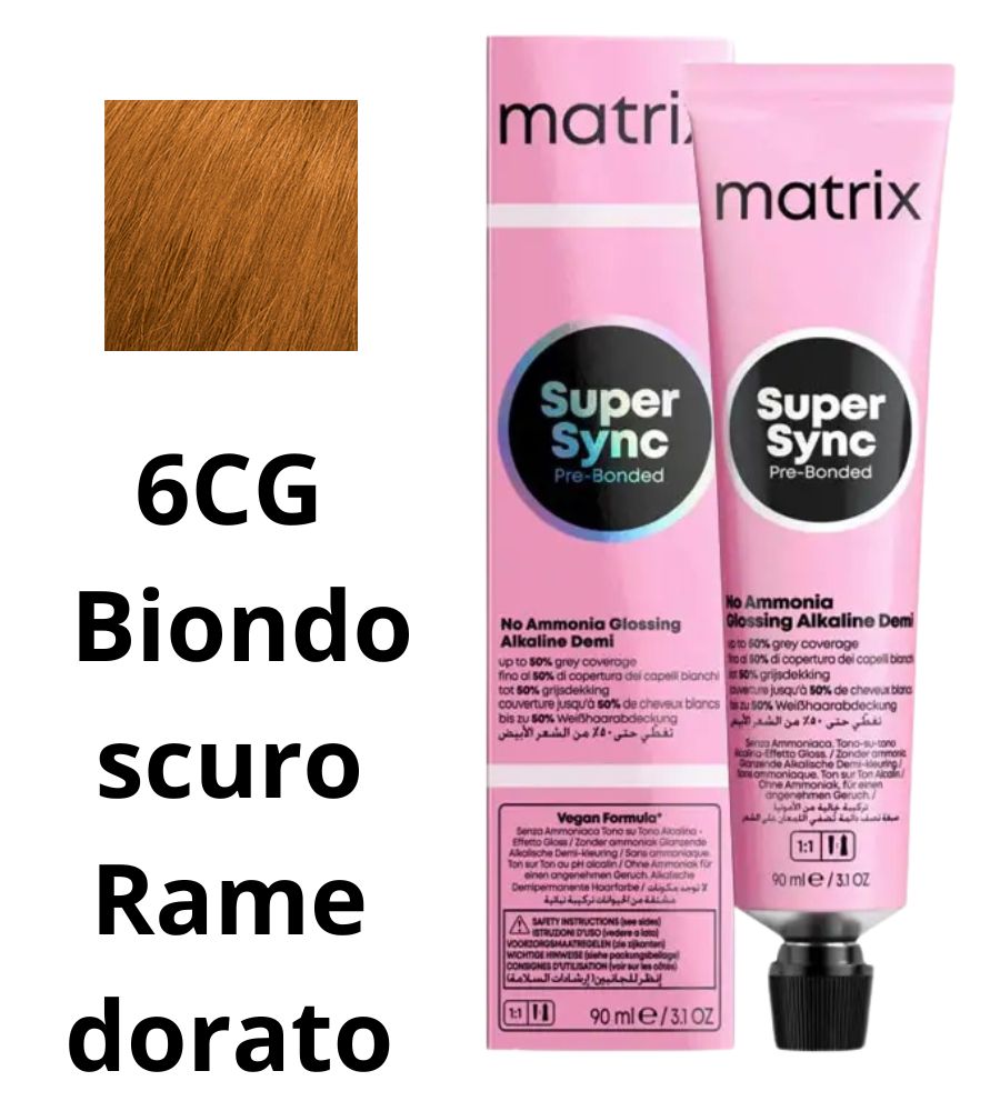 Tintura Super Sync Pre-Bonded Matrix 90ml 6CG Biondo scuro Rame dorato