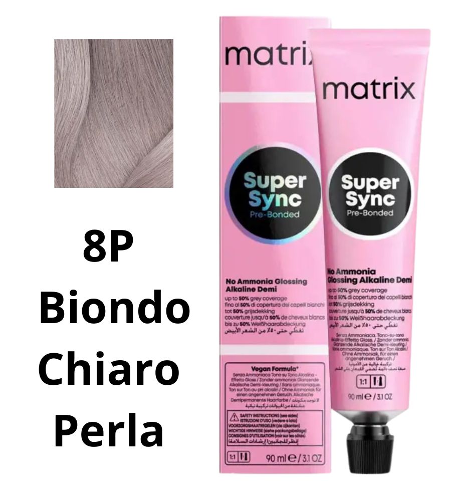 Tintura Super Sync Pre-Bonded Matrix 90ml 8P Biondo Chiaro Perla