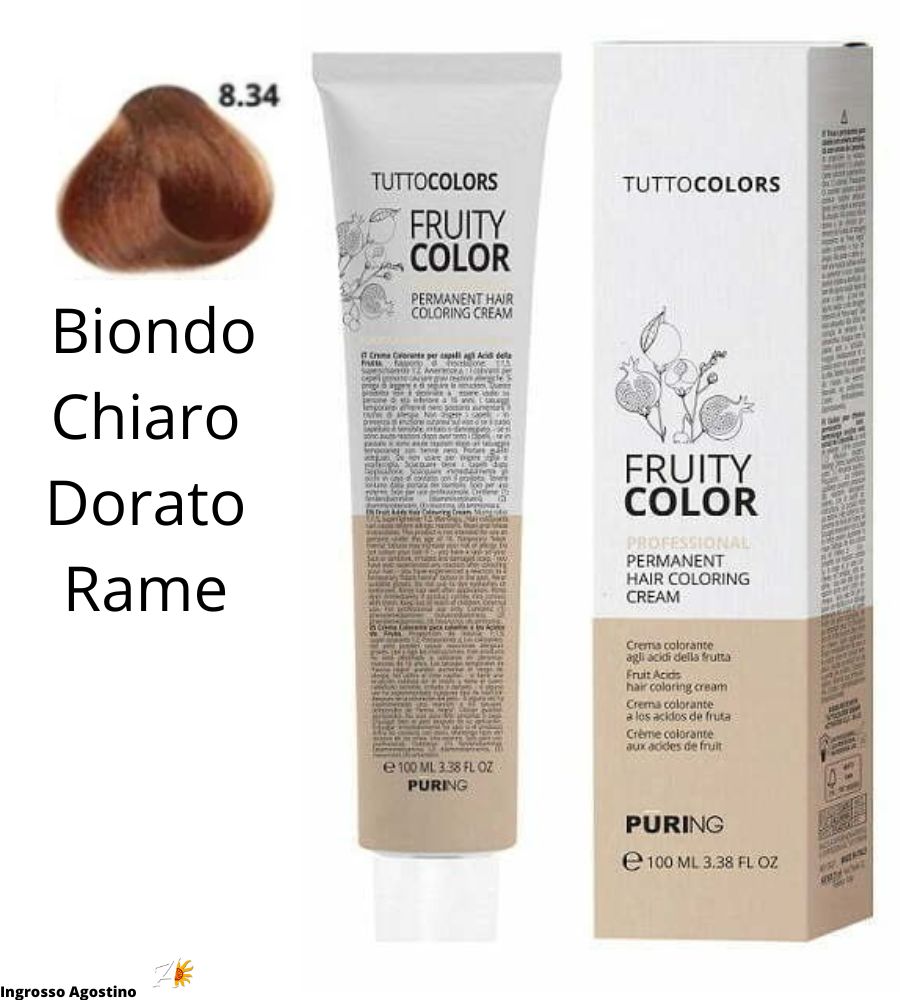 Tintura Fruity Color Puring 100ml 8.34 Biondo Chiaro Dorato Rame