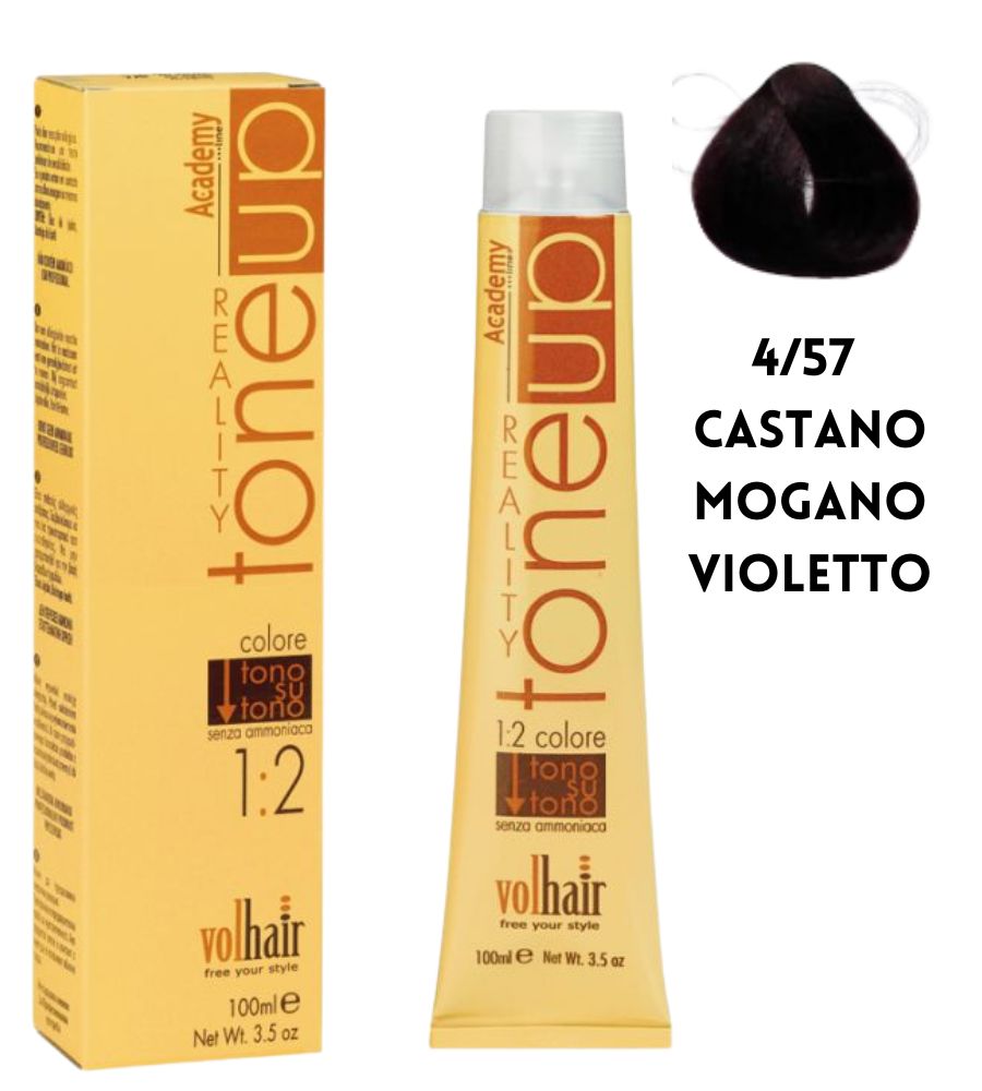 Tintura Tone Up Volhair Academy 100 ml 4/57 Castano Mogano Violetto