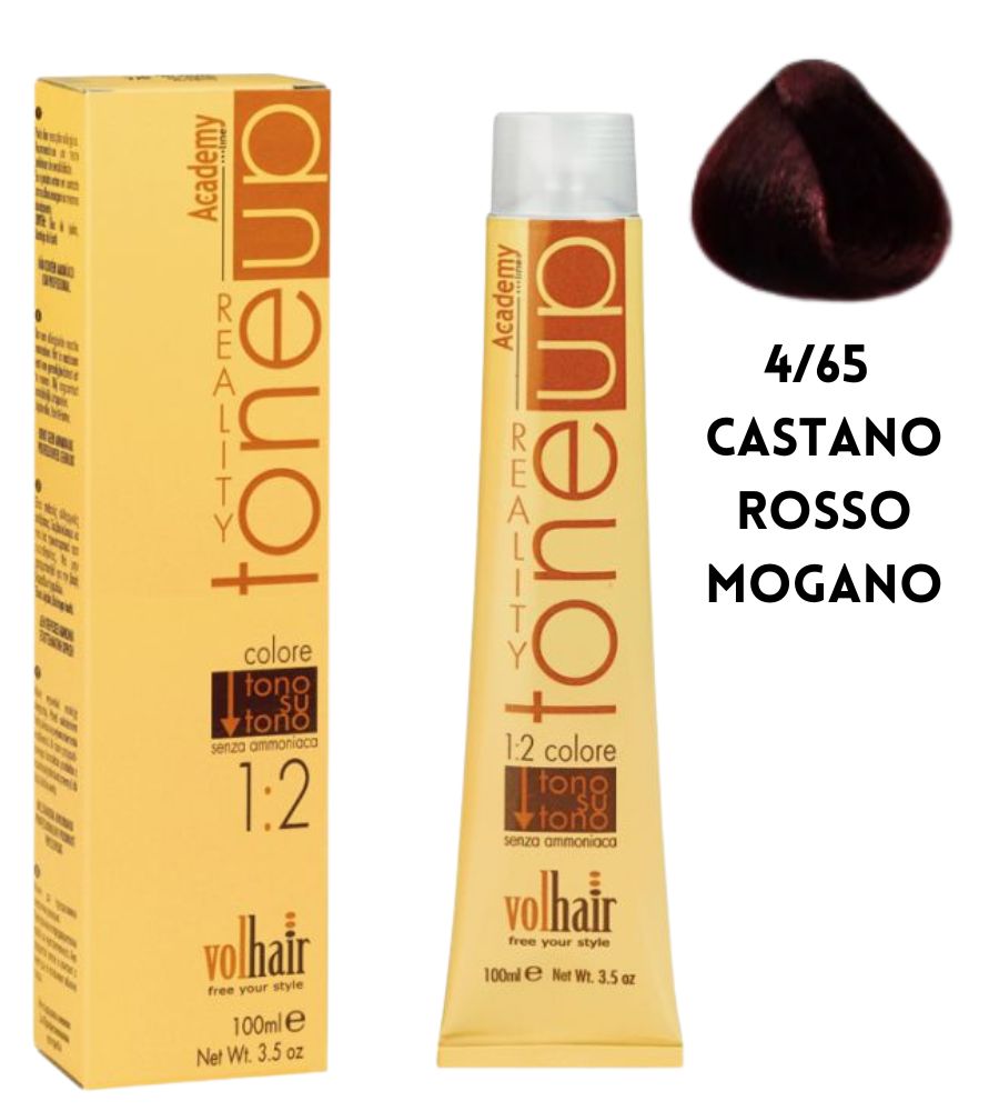 Tintura Tone Up Volhair Academy 100 ml 4/65 Castano Rosso Mogano