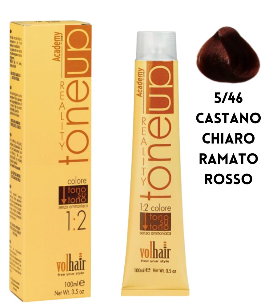 Tintura Tone Up Volhair Academy 100 ml 5/46 Castano chiaro Ramato Rosso
