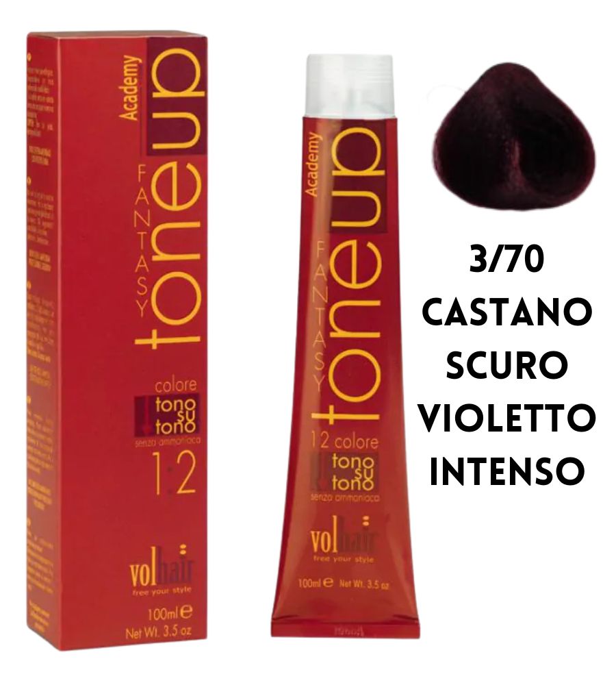 Tintura Tone Up Volhair Academy 100ml 3/70 Castano Scuro violetto Intenso