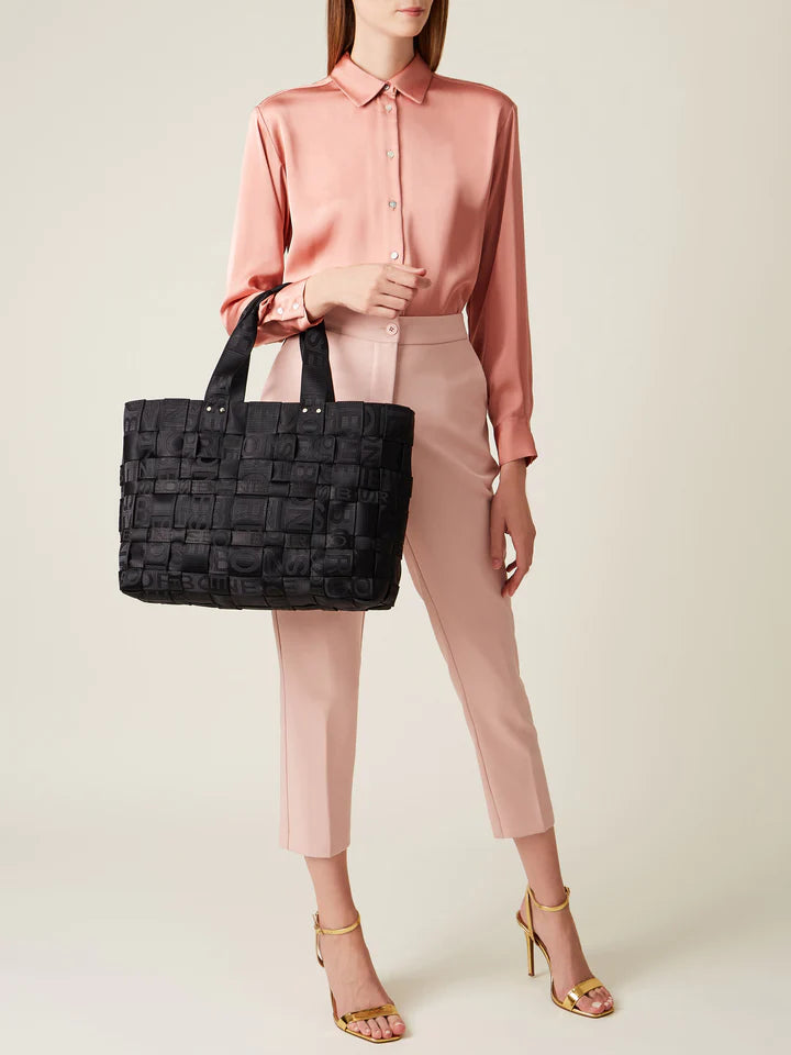 Borbonese Strapcycle Large Shopping Bag Di Nylon Intrecciato