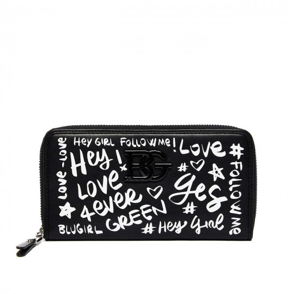 Blugirl Blumarine Portafoglio Laminato Nero Con Stampa Graffiti